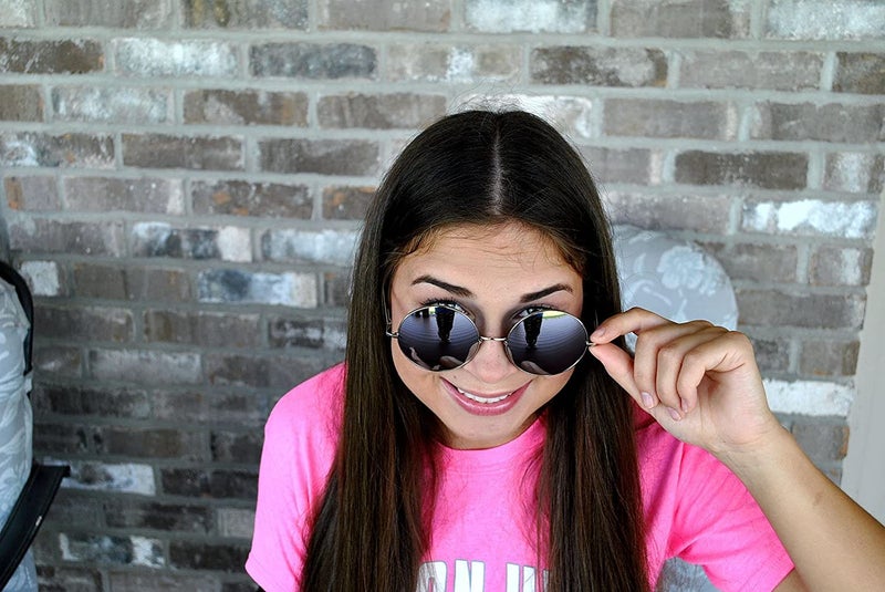 OWL 3 Pairs Round Retro Vintage Silver Mirror Lens Sunglasses Silver Metal Frame OWL - Image 3
